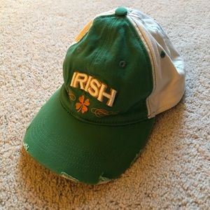 Green and White Irish Baseball Cap support Notre Dame